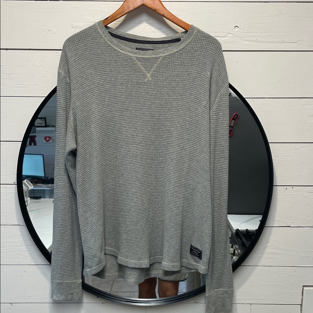 Abercrombie & Fitch Waffle Knit Thermal Shirt Men’s Medium Gray Long Sleeve Y2K